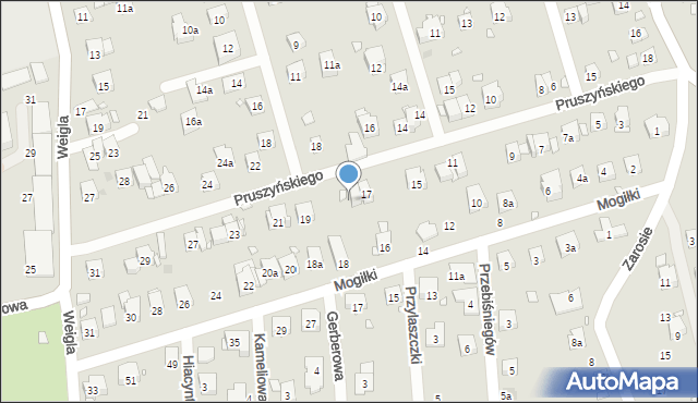 Kraków, Pruszyńskiego Ksawerego, 17a, mapa Krakowa