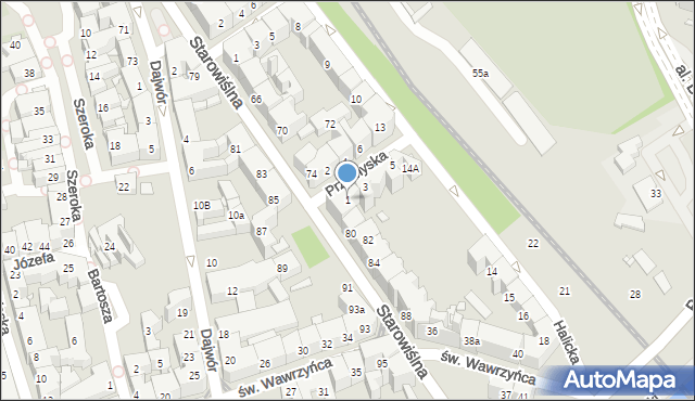 Kraków, Przemyska, 1, mapa Krakowa