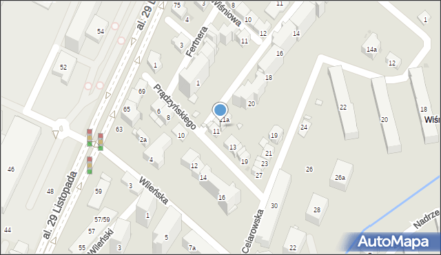 Kraków, Prądzyńskiego Ignacego, gen., 11b, mapa Krakowa