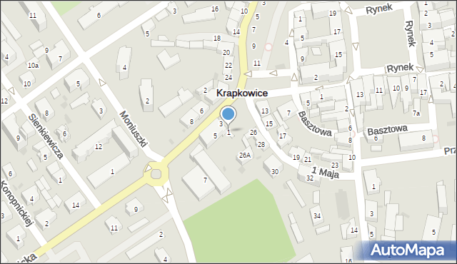 Krapkowice, Prudnicka, 1, mapa Krapkowice