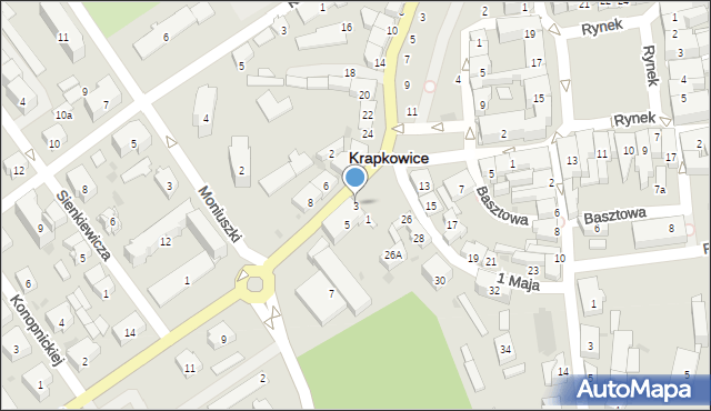 Krapkowice, Prudnicka, 3, mapa Krapkowice