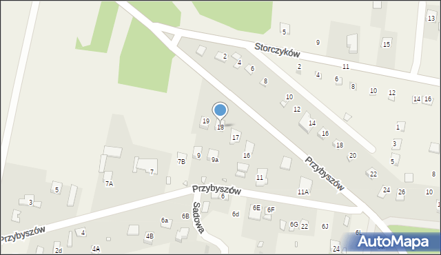 Kroczyce, Przybyszów, 18, mapa Kroczyce