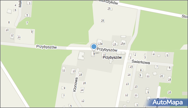 Kroczyce, Przybyszów, 8, mapa Kroczyce