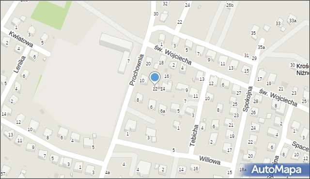 Krosno, Prochownia, 12, mapa Krosna