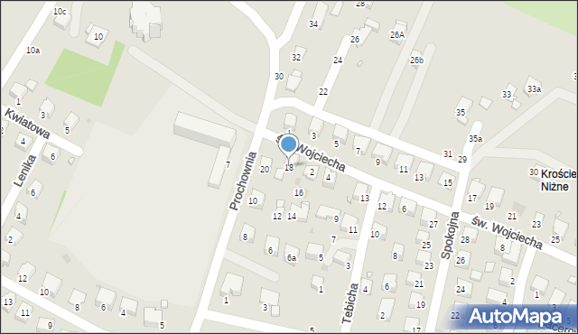 Krosno, Prochownia, 18, mapa Krosna