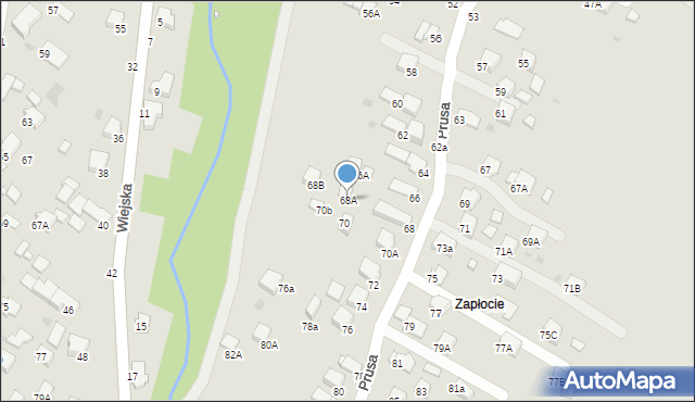 Krosno, Prusa Bolesława, 68A, mapa Krosna