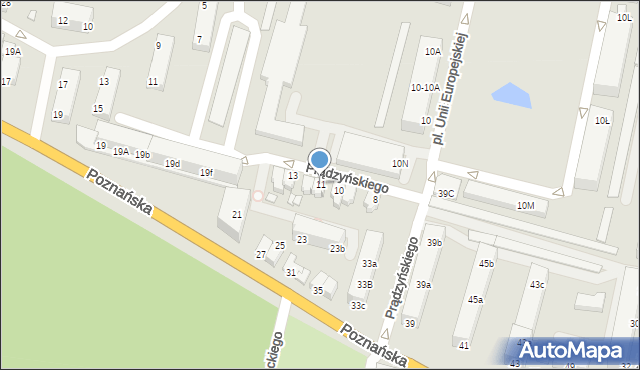 Krosno Odrzańskie, Prądzyńskiego Ignacego, gen., 11, mapa Krosno Odrzańskie