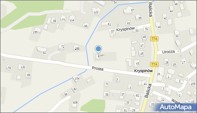 Kryspinów, Prosta, 4, mapa Kryspinów