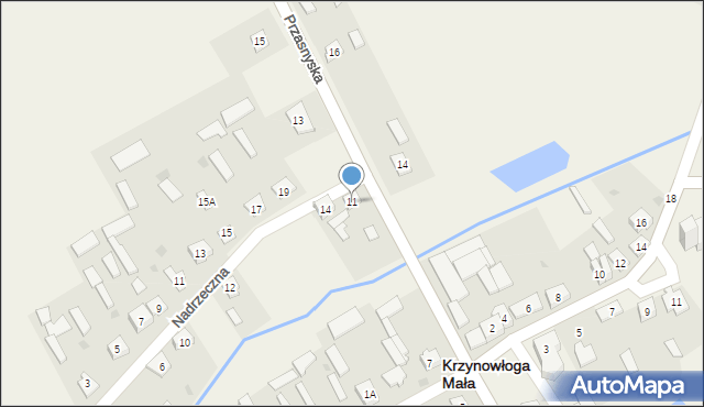 Krzynowłoga Mała, Przasnyska, 11, mapa Krzynowłoga Mała