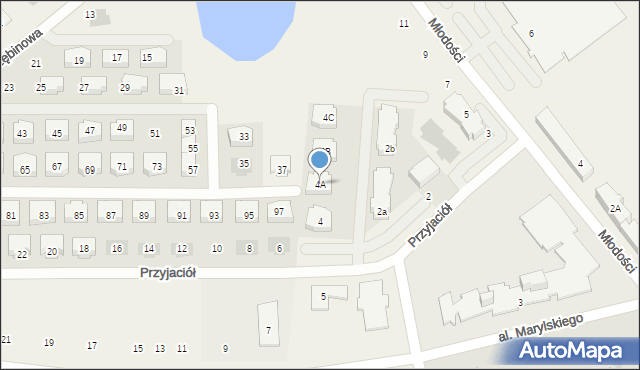 Książenice, Przyjaciół, 4A, mapa Książenice