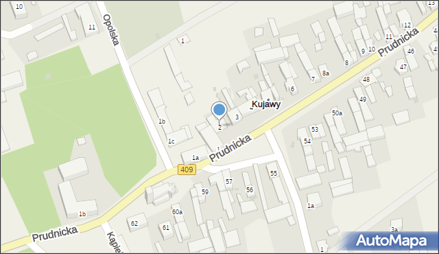Kujawy, Prudnicka, 2, mapa Kujawy