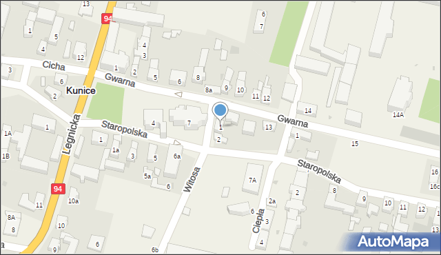 Kunice, Przeskok, 1, mapa Kunice