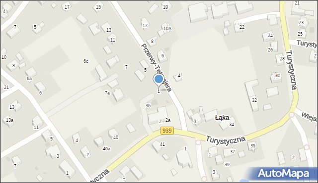 Łąka, Przerwy-Tetmajera Kazimierza, 1, mapa Łąka