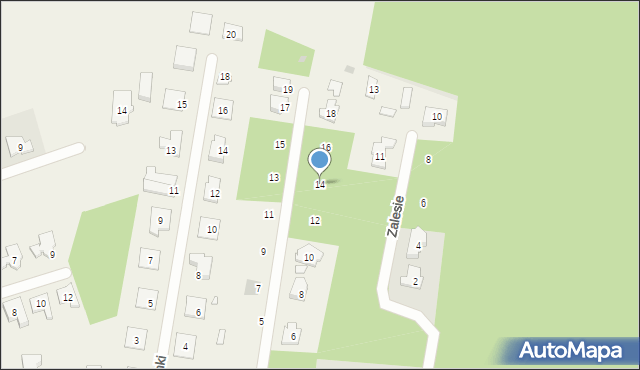 Łąki, Przylesie, 14, mapa Łąki