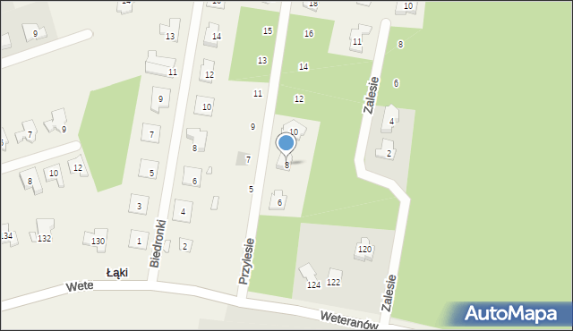 Łąki, Przylesie, 8, mapa Łąki