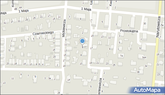 Łask, Prostokątna, 6, mapa Łask