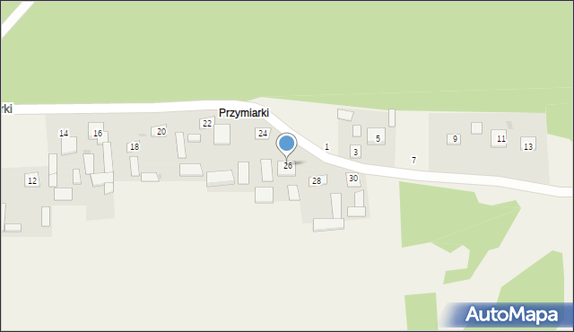 Łążek Ordynacki, Przymiarki, 26, mapa Łążek Ordynacki