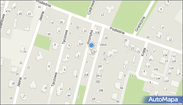 Łazy, Promyka, 1, mapa Łazy