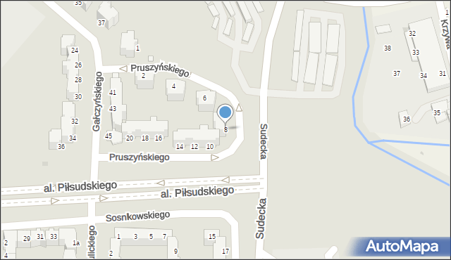 Legnica, Pruszyńskiego Ksawerego, 8, mapa Legnicy