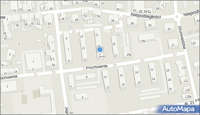 Leszno, Prochownia, 17, mapa Leszno