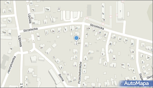 Leszno, Przeciwlotników, 1, mapa Leszno