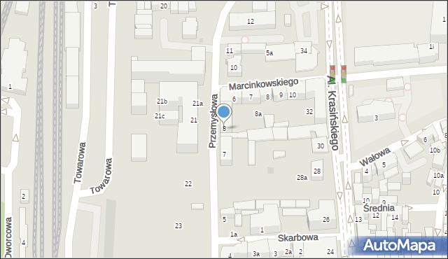 Leszno, Przemysłowa, 8, mapa Leszno