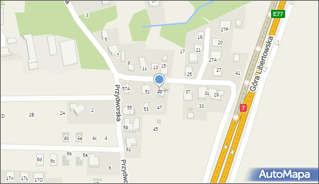 Libertów, Przydworska, 49, mapa Libertów