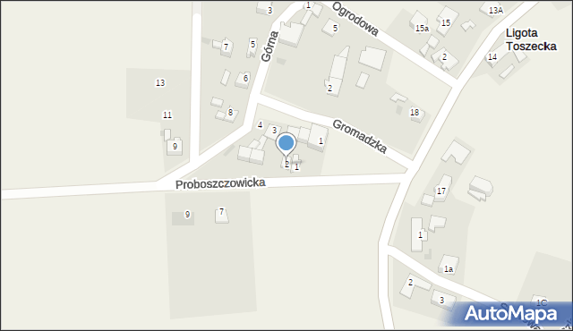 Ligota Toszecka, Proboszczowicka, 2, mapa Ligota Toszecka