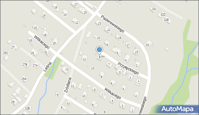 Limanowa, Przyłęckiego Achacego, 9, mapa Limanowa