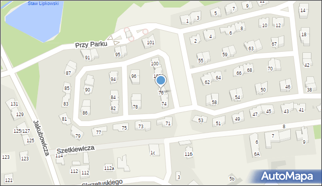 Lipków, Przy Parku, 76, mapa Lipków