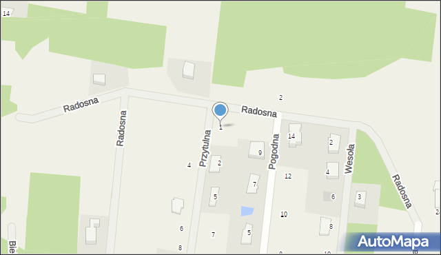 Liszyno, Przytulna, 1, mapa Liszyno