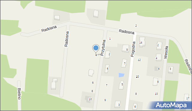 Liszyno, Przytulna, 4, mapa Liszyno