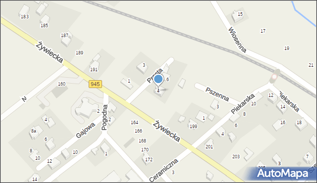 Łodygowice, Prosta, 4, mapa Łodygowice
