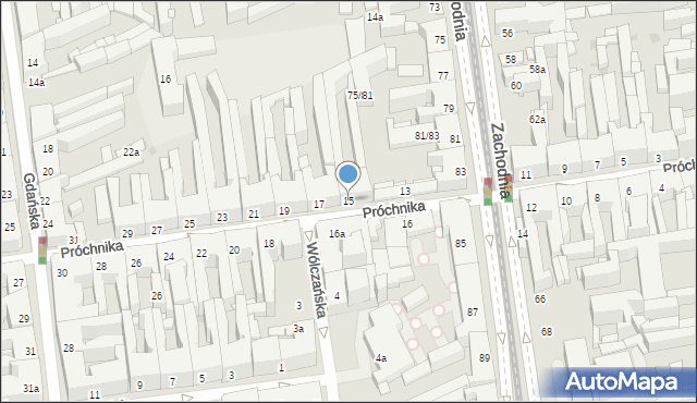 Łódź, Próchnika Adama, 15, mapa Łodzi