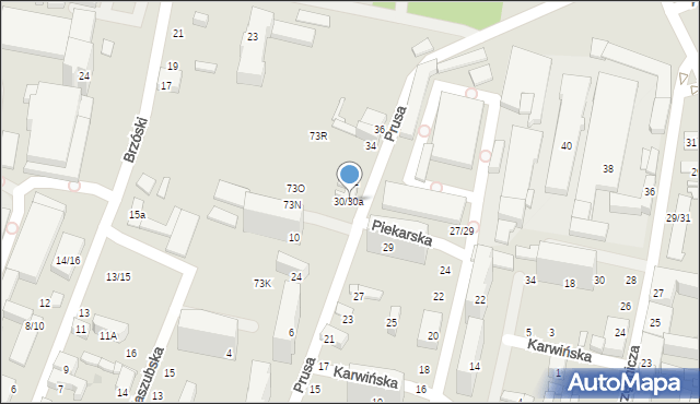 Łódź, Prusa Bolesława, 30/30a, mapa Łodzi