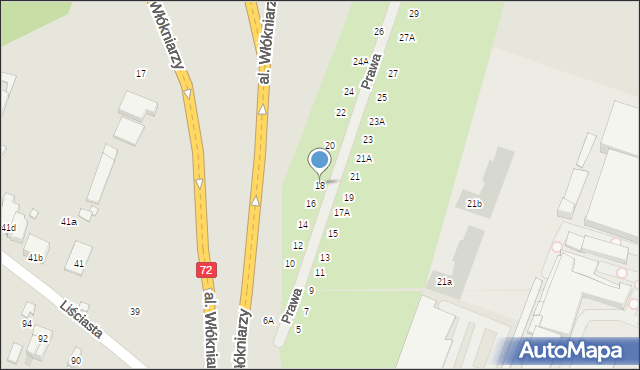 Łódź, Prawa, 18, mapa Łodzi