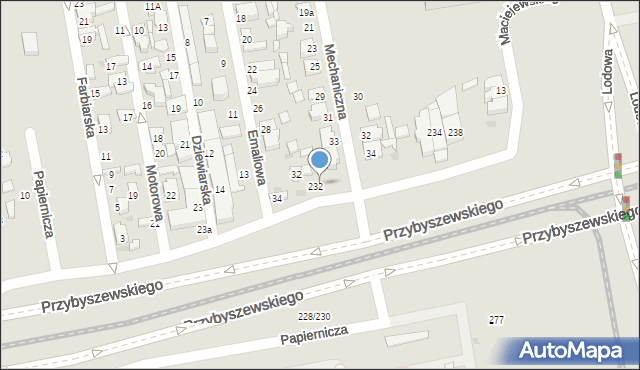 Łódź, Przybyszewskiego Stanisława, 232a, mapa Łodzi