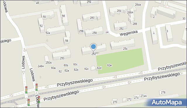 Łódź, Przybyszewskiego Stanisława, 252, mapa Łodzi