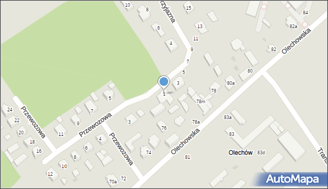 Łódź, Przyjazna, 1, mapa Łodzi