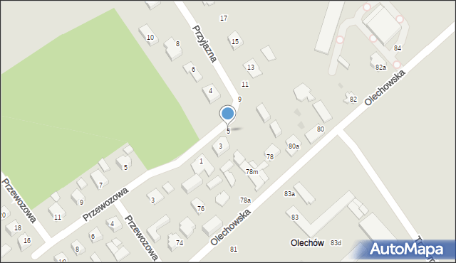 Łódź, Przyjazna, 5, mapa Łodzi