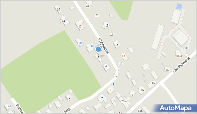 Łódź, Przyjazna, 6, mapa Łodzi