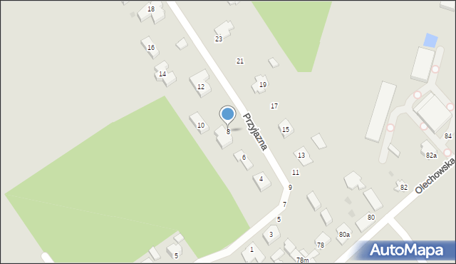 Łódź, Przyjazna, 8, mapa Łodzi