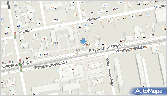 Łódź, Przybyszewskiego Stanisława, 120a, mapa Łodzi