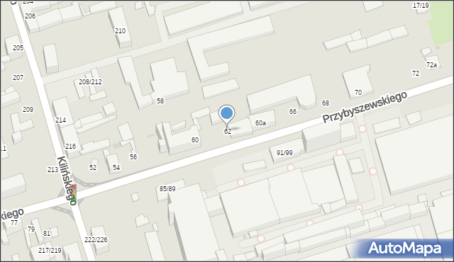 Łódź, Przybyszewskiego Stanisława, 62, mapa Łodzi