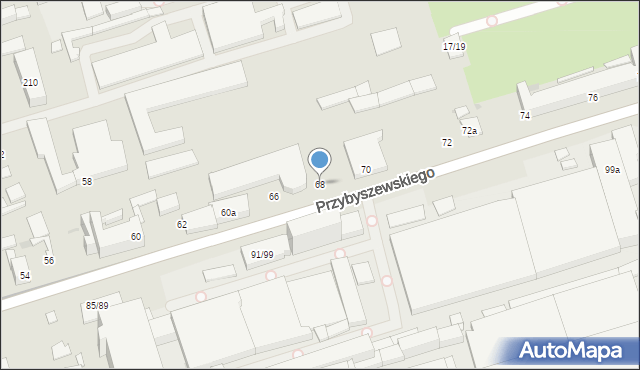 Łódź, Przybyszewskiego Stanisława, 68, mapa Łodzi