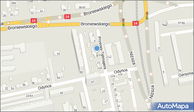 Łódź, Przerwy-Tetmajera Kazimierza, 9, mapa Łodzi