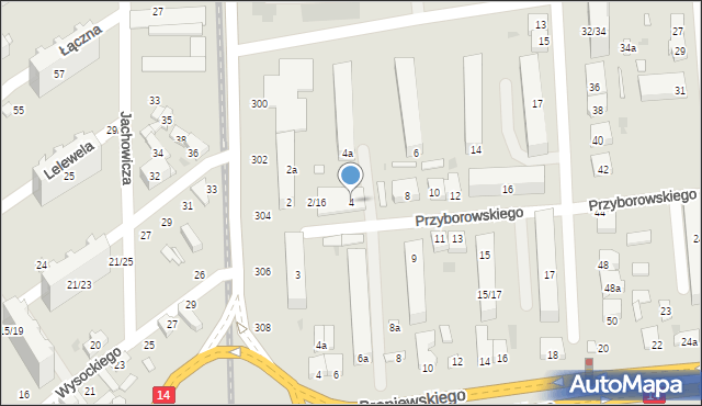 Łódź, Przyborowskiego Walerego, 4, mapa Łodzi