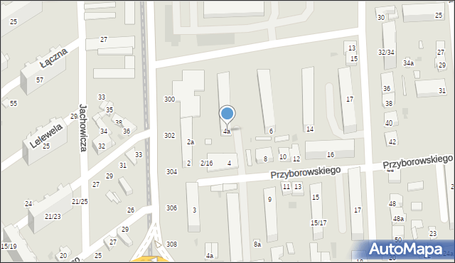 Łódź, Przyborowskiego Walerego, 4a, mapa Łodzi