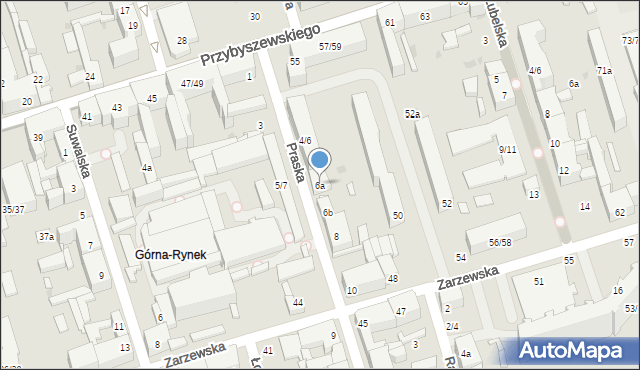 Łódź, Praska, 6a, mapa Łodzi