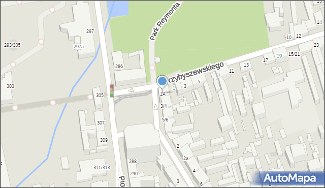 Łódź, Przybyszewskiego Stanisława, 1A, mapa Łodzi